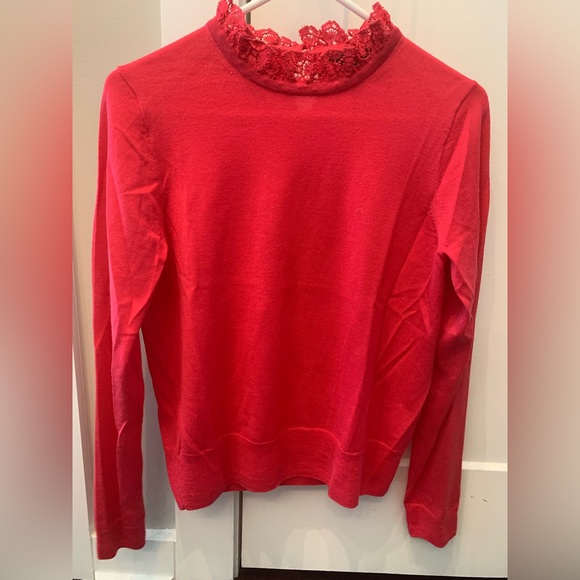 J CREW Lace Collar Tippi Sweater. Medium. Rose pink - Picture 2 of 3